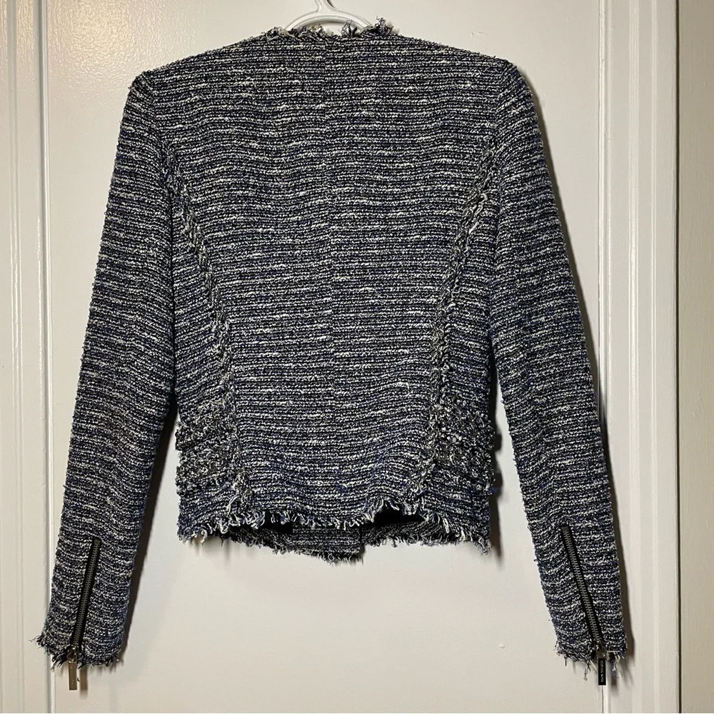 MICHAEL Michael Kors Blue Tweed Biker Jacket size XS